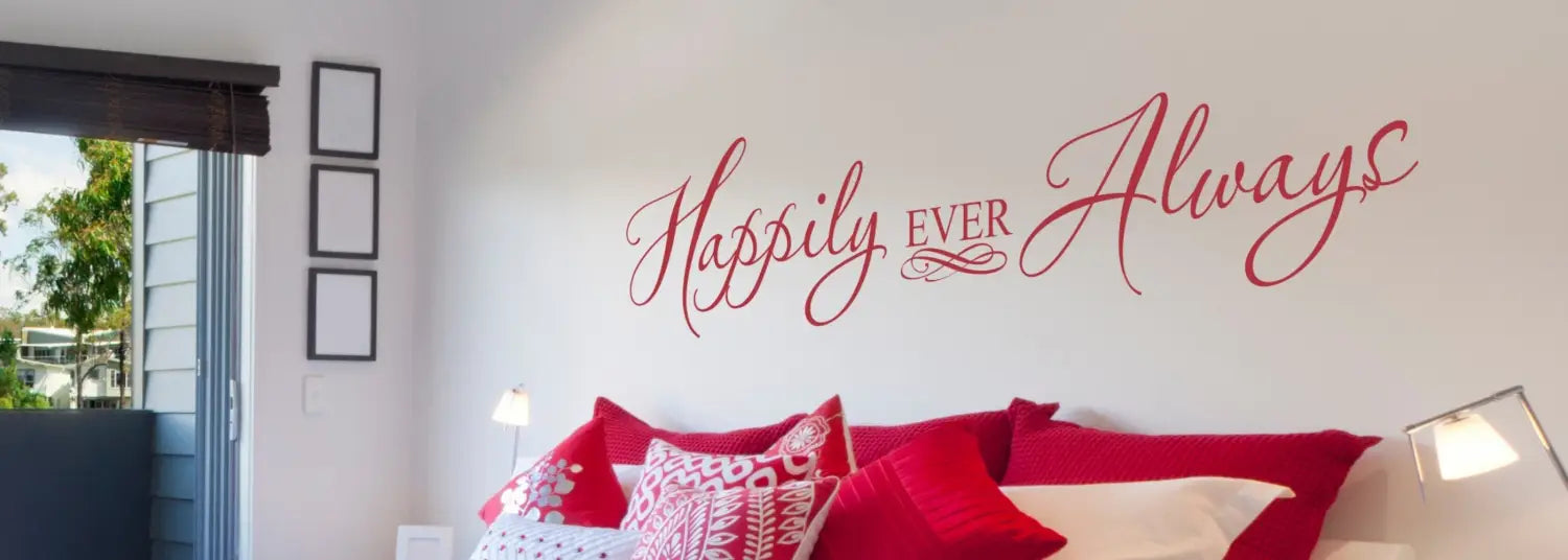 Romantic decals and decorating ideas for an anniversary party or gift. Surprise your partner with a custom message of love on your walls!