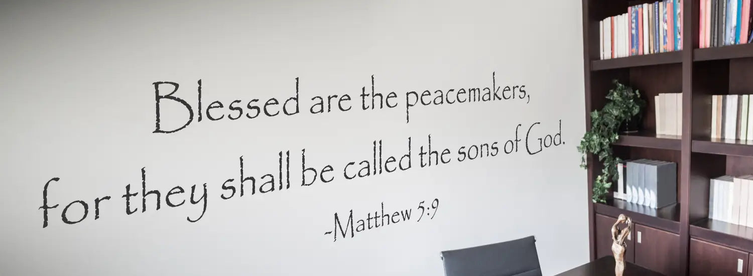 Church Office and Boardroom Decorating ideas using Simple Stencils. Apply an inspiring bible verse or scripture to the walls or windows in the areas you work for the church to beautify and inspire the space with His Word.