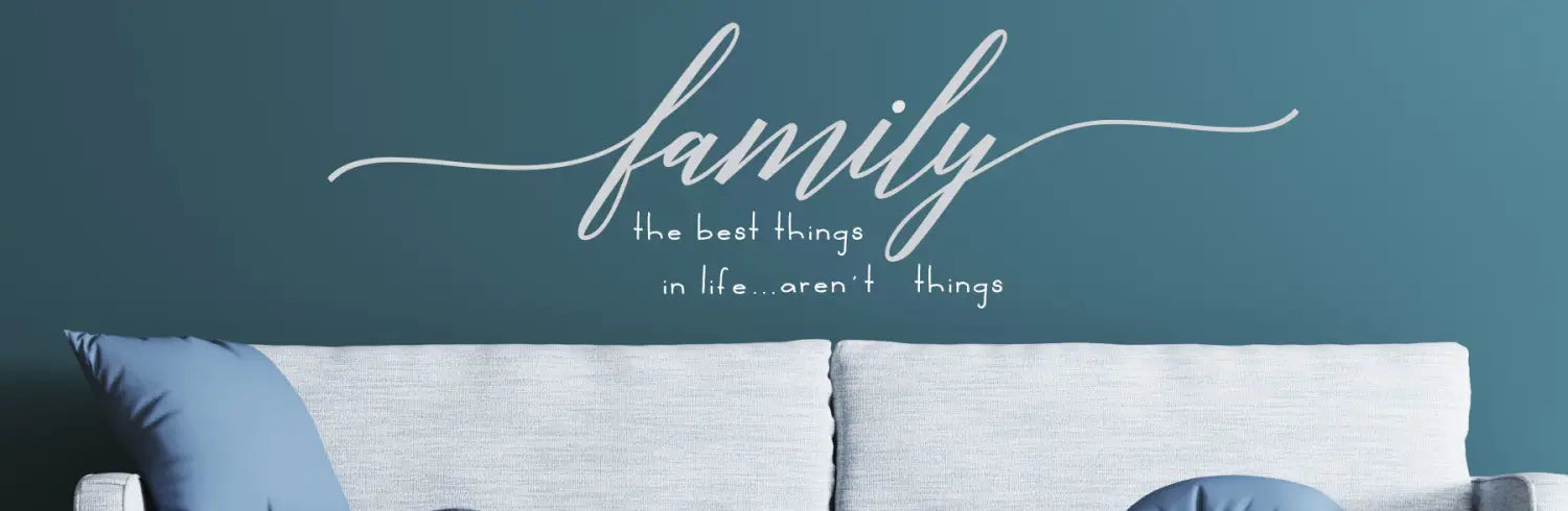 A large collection of family inspired quotes designed into beautiful vinyl wall decals to add meaningful decor to the walls of your home by The Simple Stencil