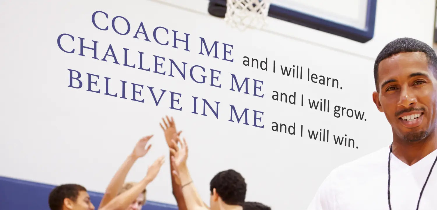 A collection of sports related wall and window decals and self-adhesive wall quotes to motivate and inspire in the gym, fitness centers, etc.