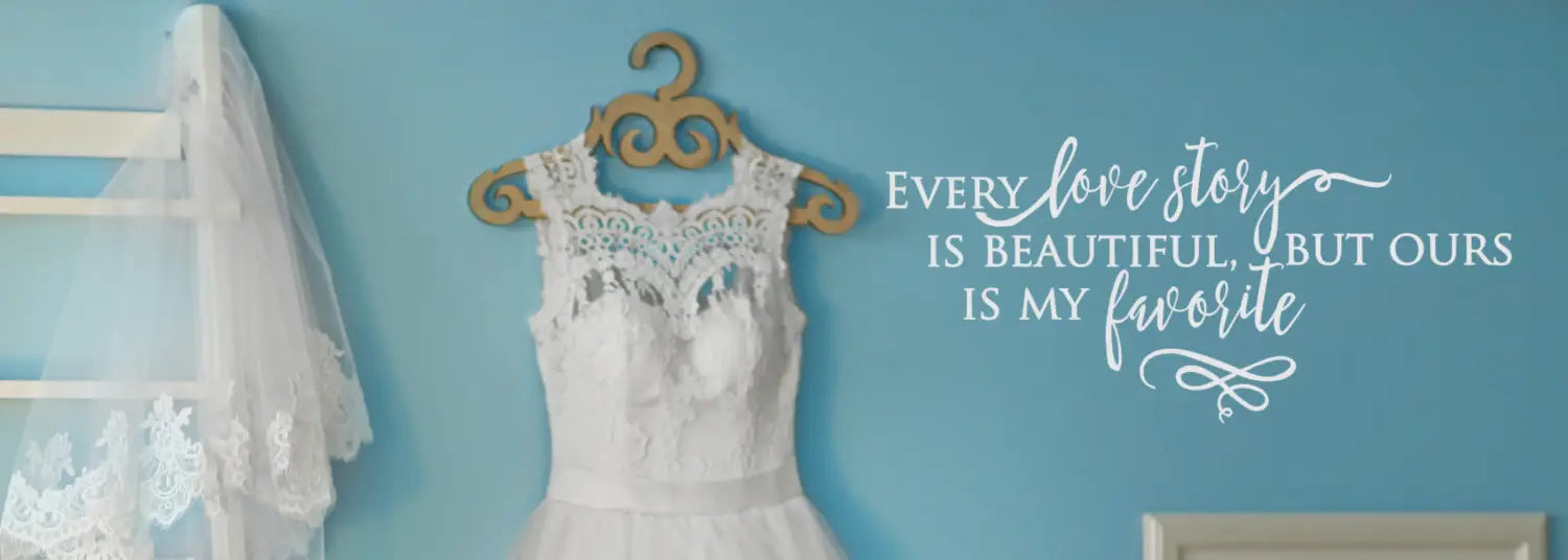 A large collection of removable romantic decals perfect for weddings. Personalized wedding decals add a meaningful touch to the decor while expressing your love for each other and your guests.