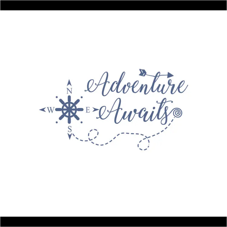 Adventure Awaits vinyl wall quote decal that comes in over 50 colors and many sizes for your home or school decor. A great choice or counselors office.