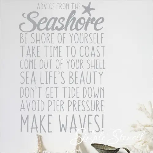 Advice from the seashore vinyl wall decal by The Simple Stencil