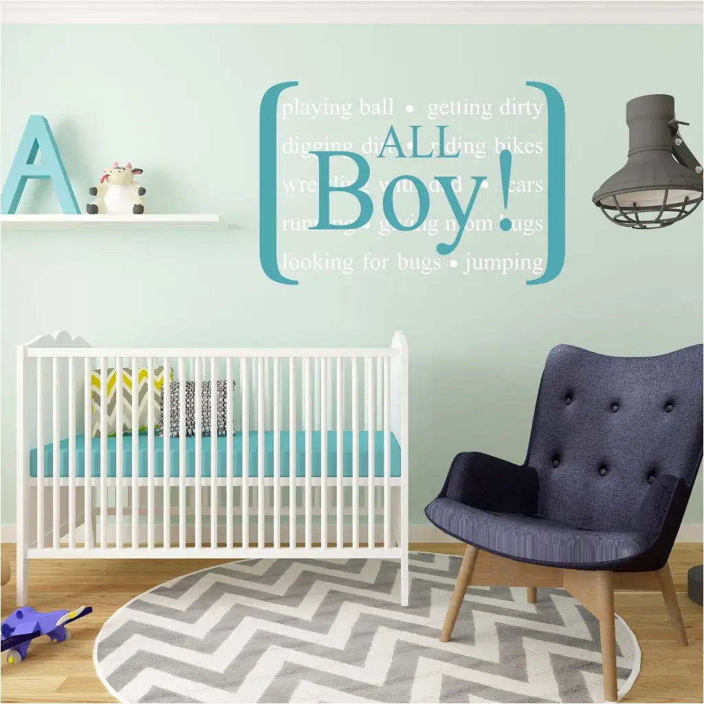 ALL BOY definition wall decal for boys room or nursery to celebrate what it means to be a boy!
