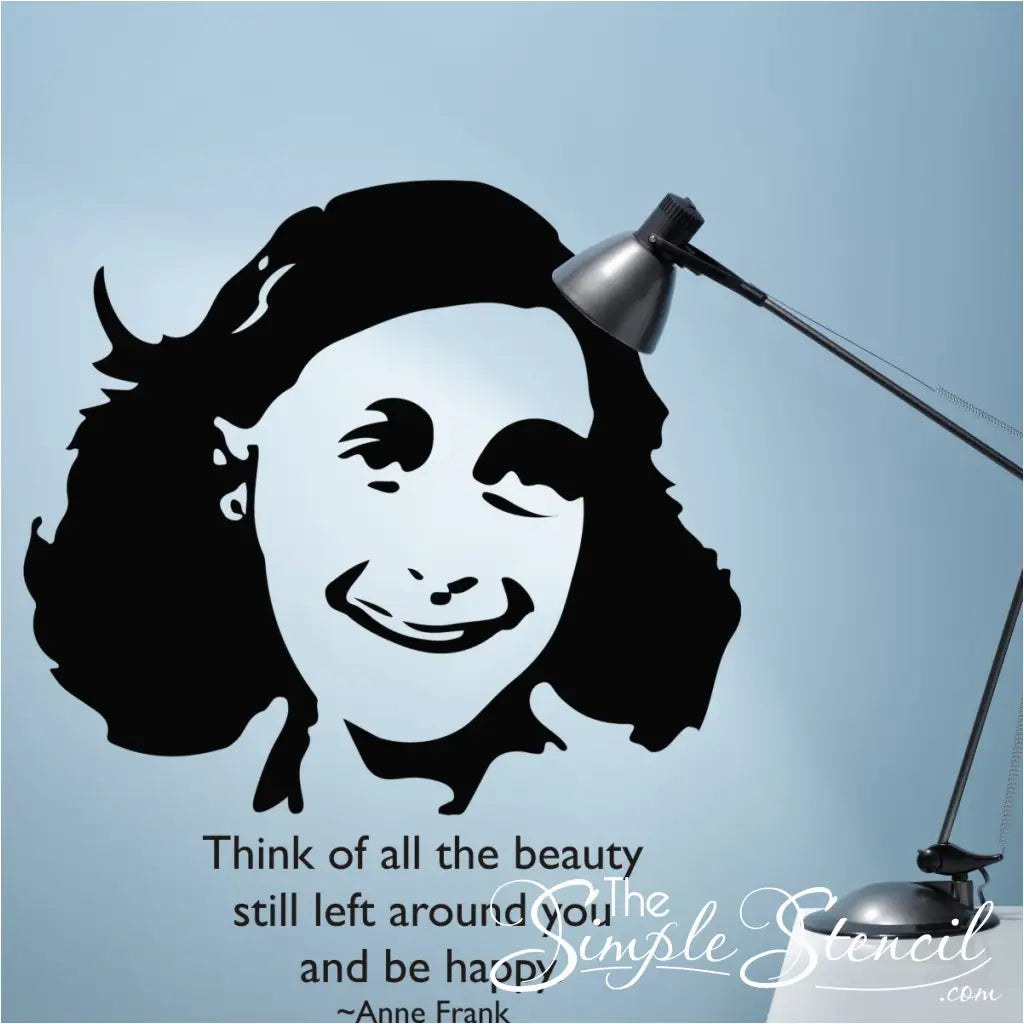 Smiling Anne Frank silhoutte picture for History classroom decorating.
