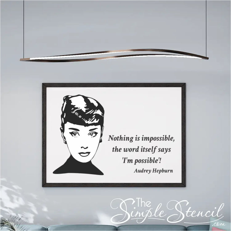 Audrey Hepburn canvas print in a fashion boutique: A large Audrey Hepburn canvas print displayed in a fashion boutique, celebrating timeless style and inspiring confidence.