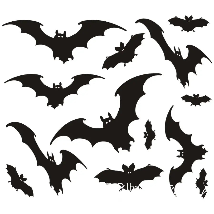 Bats! - Each of these bat shapes is included in your wall decal bat pack! apply them to any smooth surface for instant spookiness in your halloween and haunted house decorating.