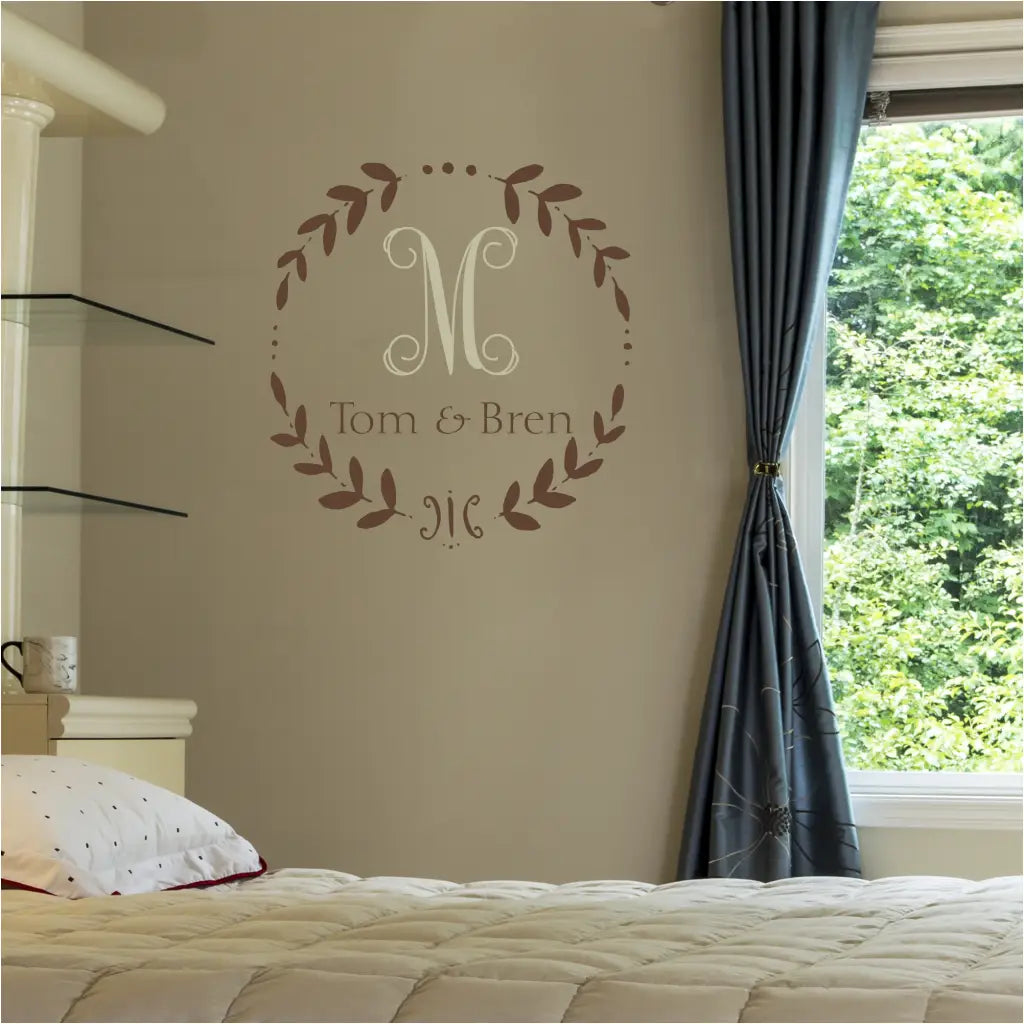 Bay Leaf Flourished Wall Monogram