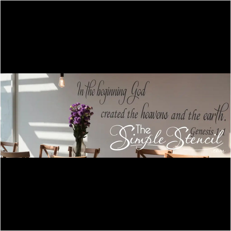 In The Beginning... Genesis 1:1 Bible Verse Wall Decal | Decor For Home Or Church Walls