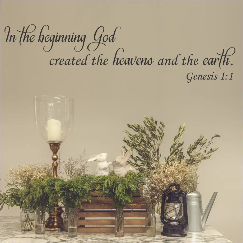 In The Beginning... Genesis 1:1 Bible Verse Wall Decal | Decor For Home Or Church Walls
