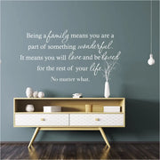Being A Family Means... Wall Quote Decal Room Decor Idea