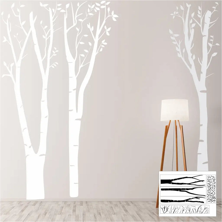 Birch tree wall decals create a forest in any room or on any wall using these easy peel and stick decals.