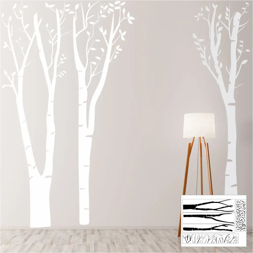 Birch tree wall decals create a forest in any room or on any wall using these easy peel and stick decals.