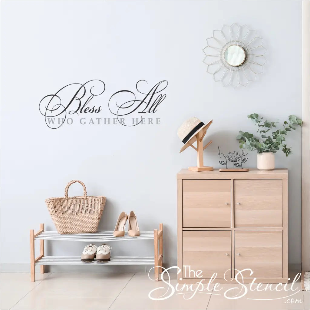 Christian home inspiration: Bible verse decal fostering gratitude and thankfulness in the entryway. Wall Decal By The Simple Stencil