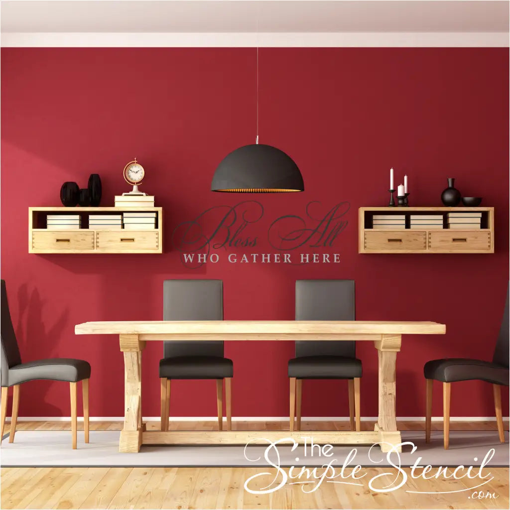 Easy application and removal, high-quality vinyl, durable, and long-lasting, this "Bless All Who Gather Here" vinyl wall decal is the perfect addition to your home.