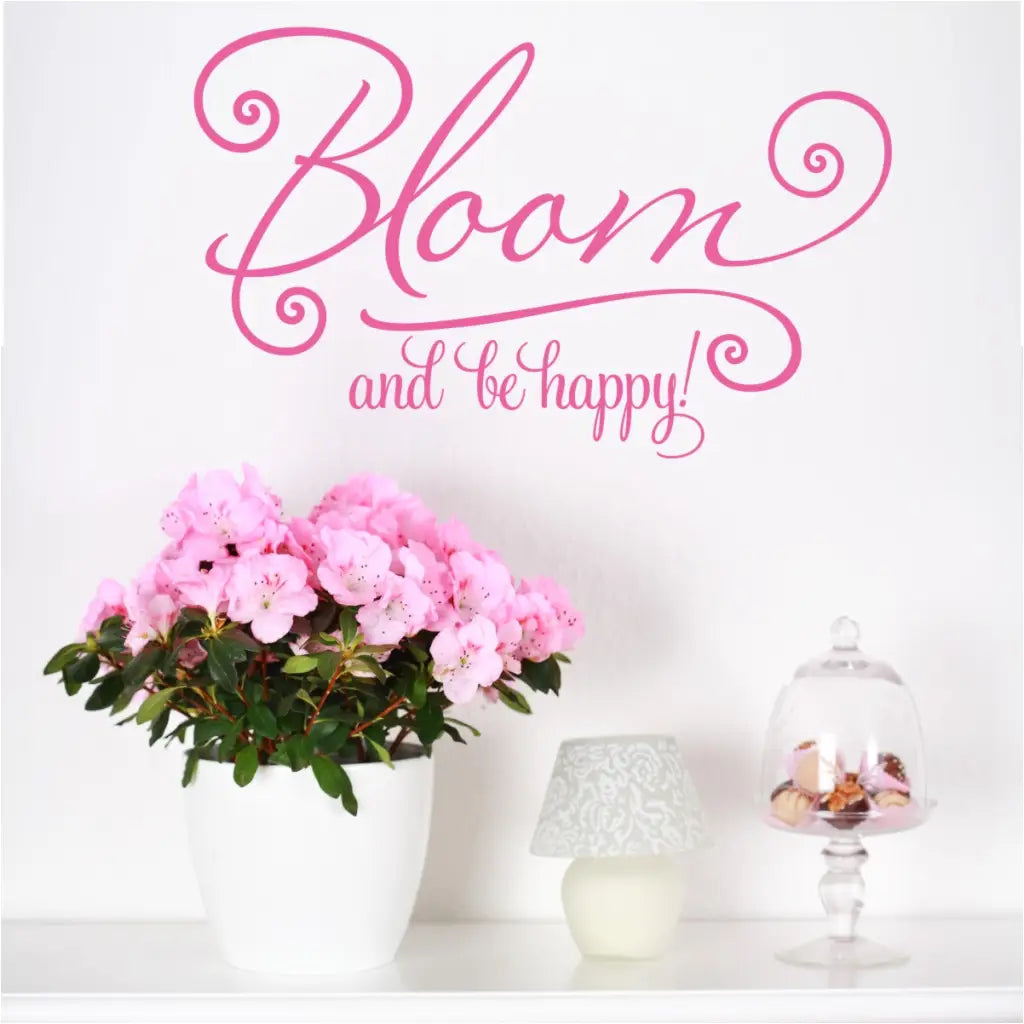 Bloom and be happy! A spring inspired vinyl wall decal by The Simple Stencil is perfect for girl's room or spring-time decorating projects!