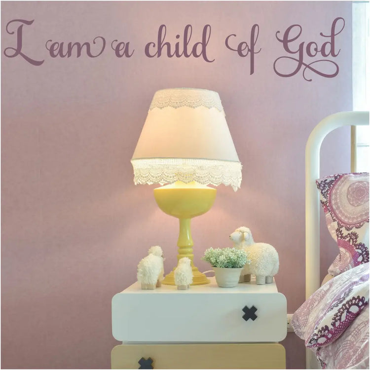I am a child of God - Easy to install vinyl wall decal by The Simple Stencil added to girls bedroom nursery wall looks simply adorable!