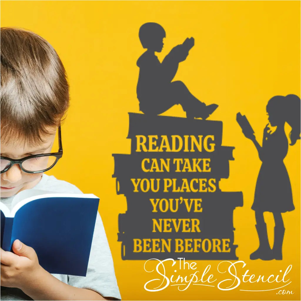 Reading can take you places you've never been before - Library Wall Decal Display by The Simple Stencil