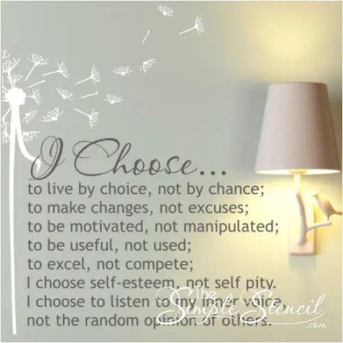 I choose - An inspirational mantra wall decal to display where it can inspire in a classroom, on a teenagers bathroom mirror or anywhere inspiration is needed.
