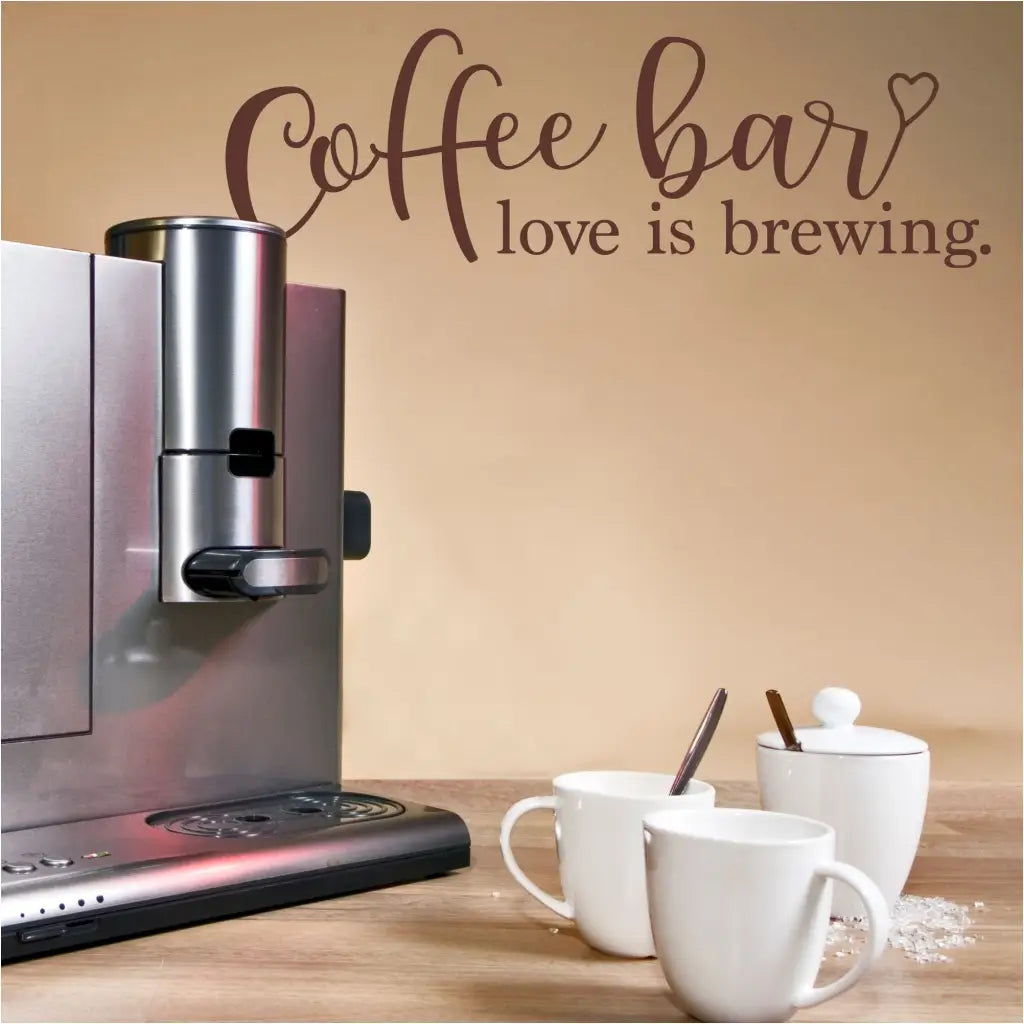 Coffee Bar - Love Is Brewing | Kitchen Wall Quote Stencil Decal