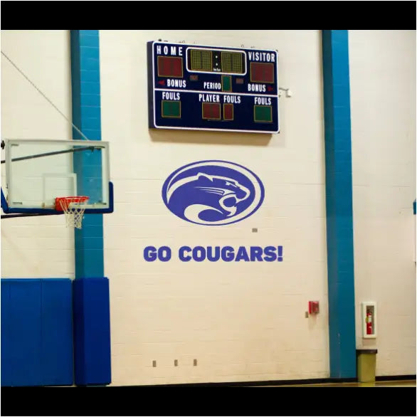 Cougars Mascot Wall Decal - Large Wall Graphic Sign For School Walls and Window Decorating