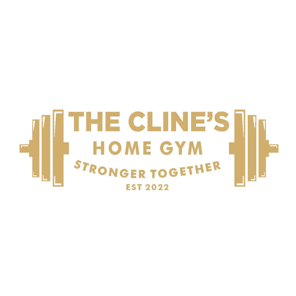 Close-up photo of the barbell graphic, highlighting the detailed design and fitness theme that can be customized with your own name and established year at TheSimpleStencil.com