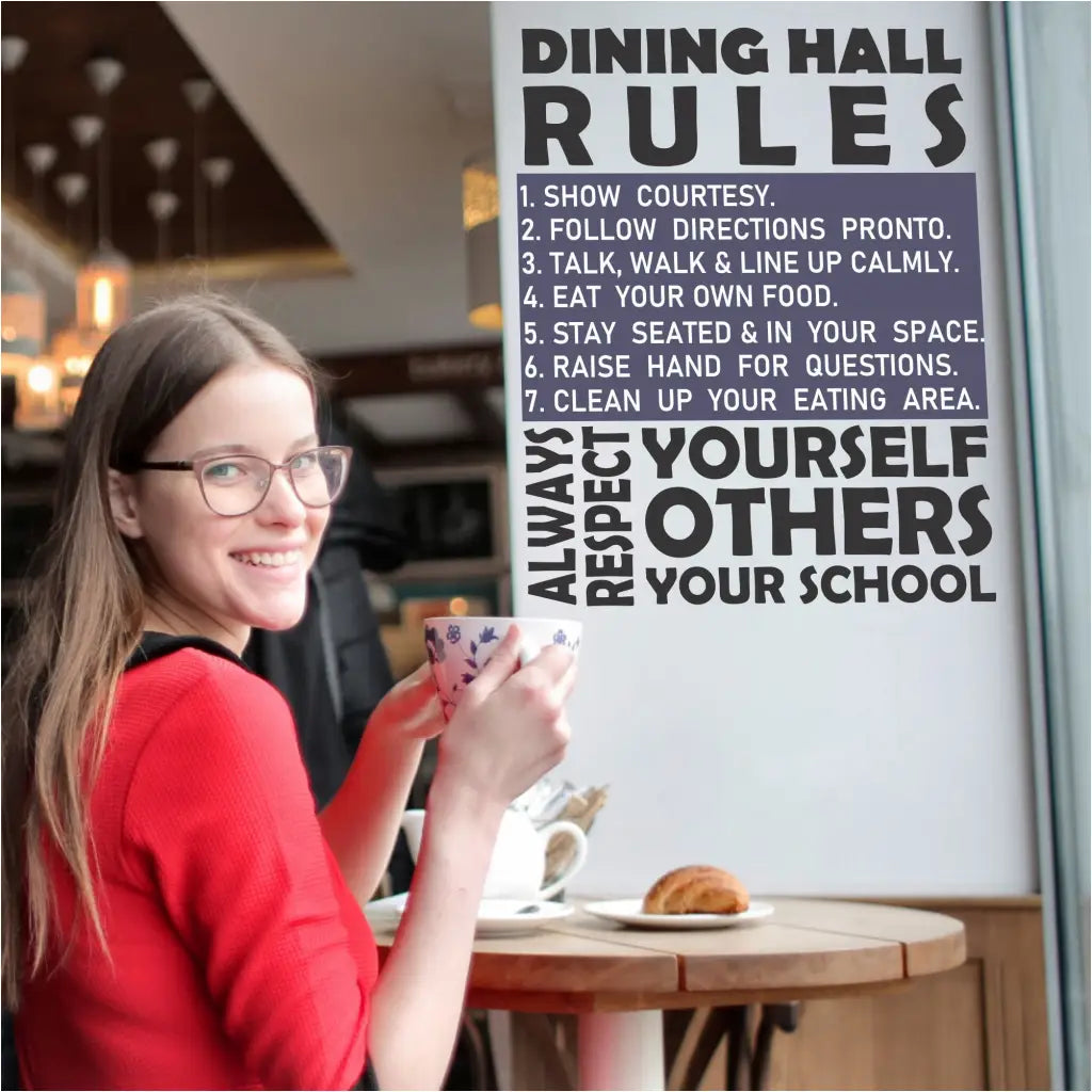 Dining Hall Rules Wall Decal Sign | Lunch Room Decor