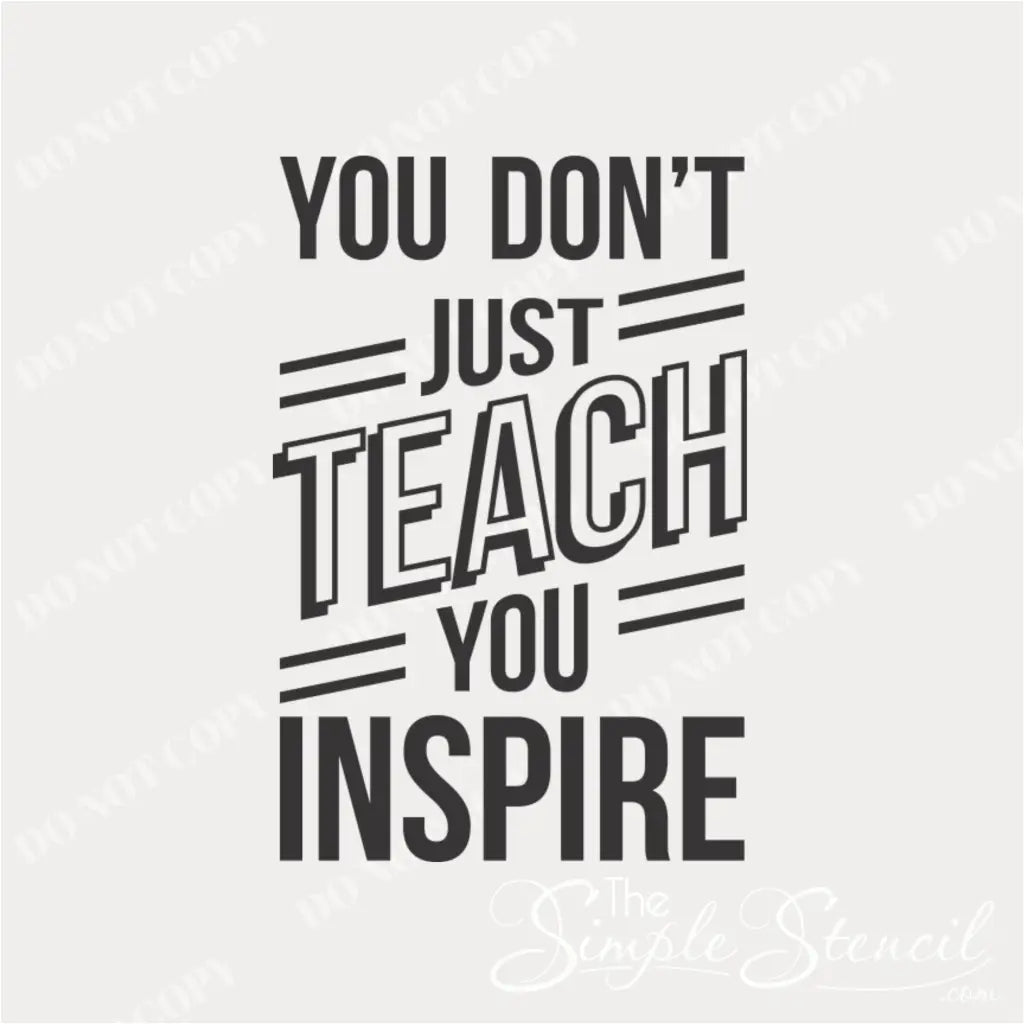 Close-up of the colorful creative pattern in the "You Don't Just Teach, You Inspire" wall decal.