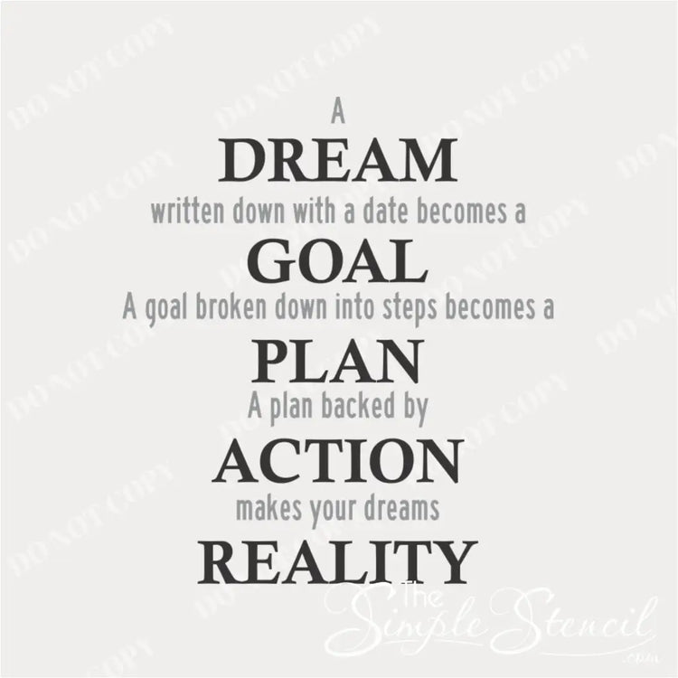 An inspirational wall decal for schools and office walls to encourage and inspire goals. By The Simple Stencil