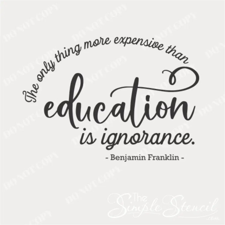 Detailed view of the 'Cost of ignorance' wall decal, highlighting the clean lines and easy application