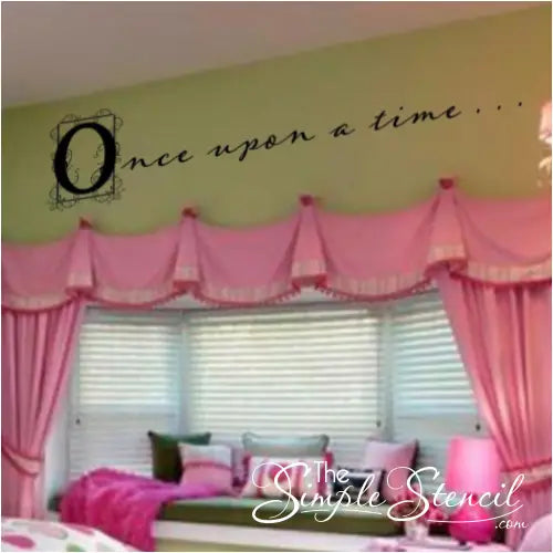 Once upon a time... vinyl wall decal in a fairy tale style font is an easy way to decorate your library, playroom, kid's bedrooms, reading nooks, etc.