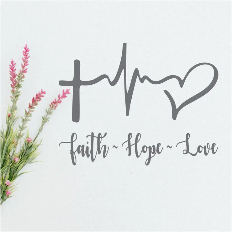 Faith Hope Love Cross Heartbeat Heart Decal Sticker