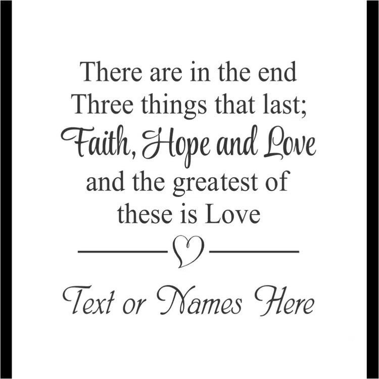 Faith Hope And Love - Personalized Wedding Decal Sign