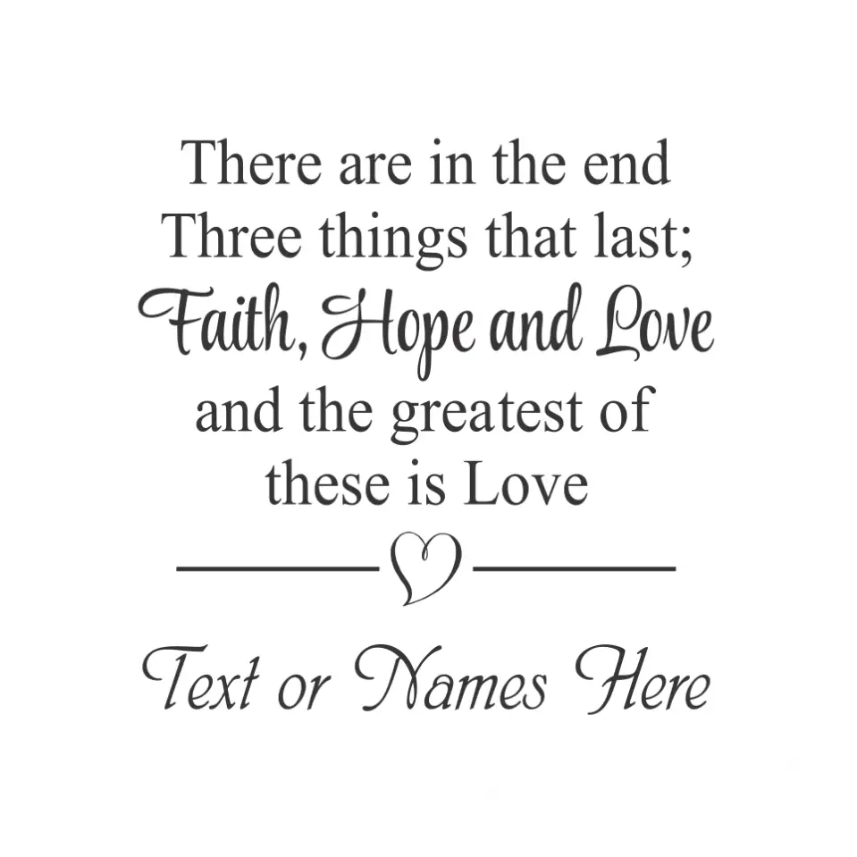 Faith Hope And Love - Personalized Wedding Decal Sign