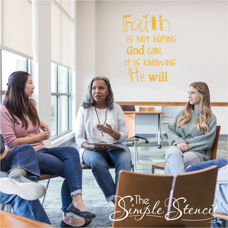 Church wall display: Bible verse decal reminding worshippers of God's unfailing love. Faith based wall decals by The Simple Stencil