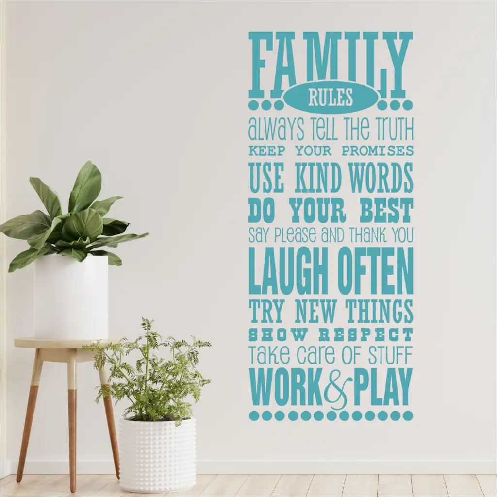 Family Rules Wall Decal With Polka Dots