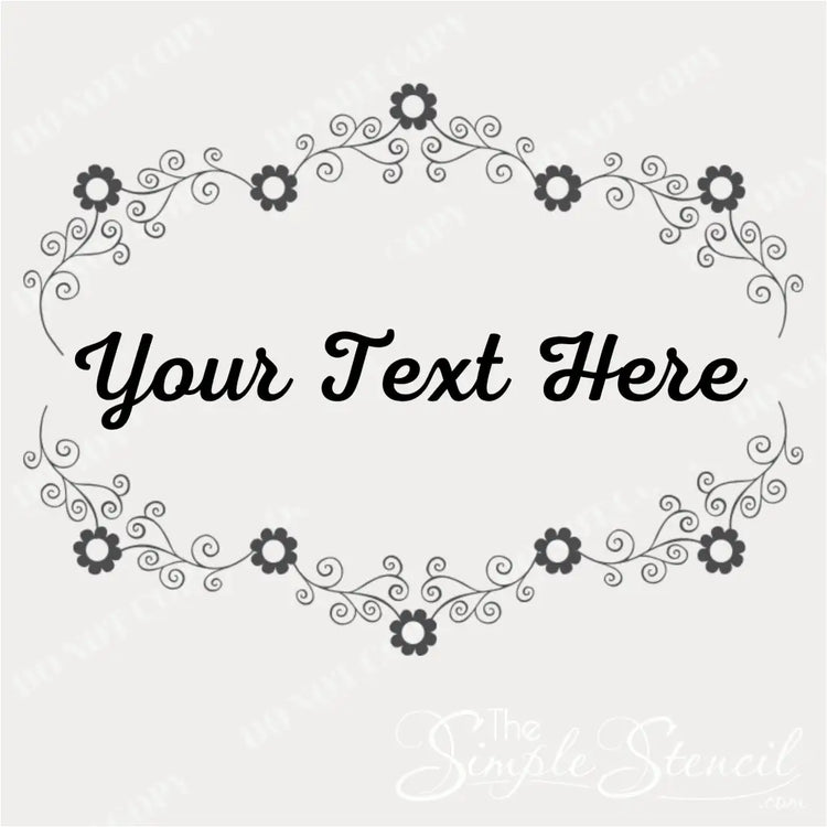 Close-up of the intricate design of the floral name vinyl decal, highlighting the vine and flower details.