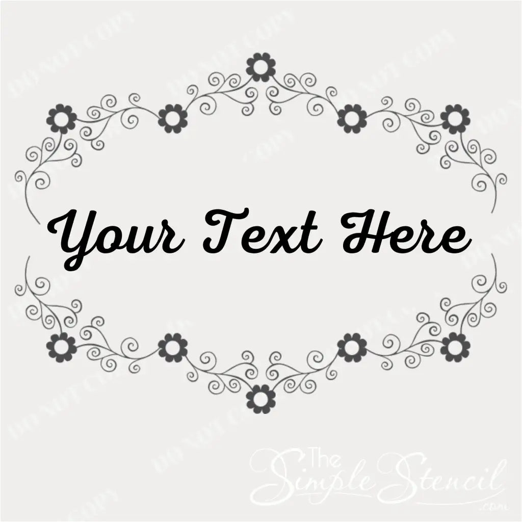 Close-up of the intricate design of the floral name vinyl decal, highlighting the vine and flower details.