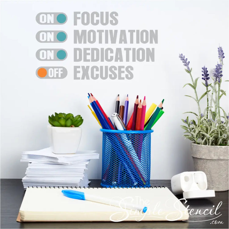 Focus Dedication Motivation On Excuses Off Wall Art Decals