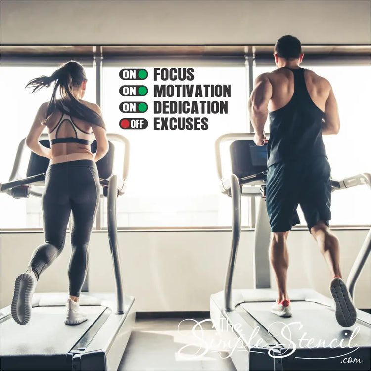 A motivational wall or window display by Simple Stencils are a great way to decorate and motivate your workout areas or gym walls