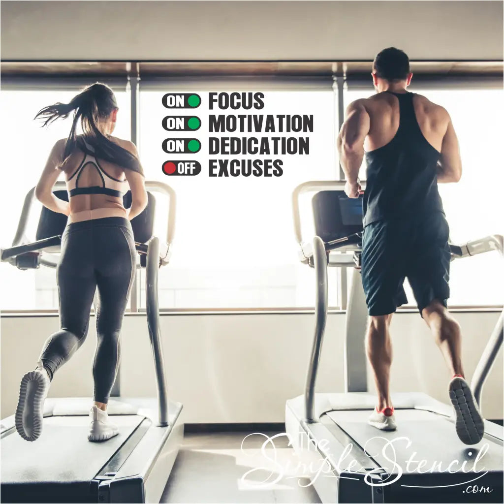 A motivational wall or window display by Simple Stencils are a great way to decorate and motivate your workout areas or gym walls