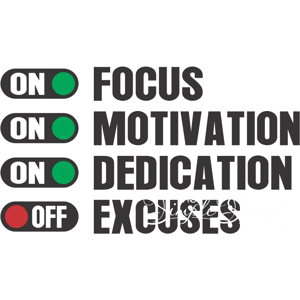 Focus Dedication Motivation On Excuses Off Wall Decal Clearance Sale