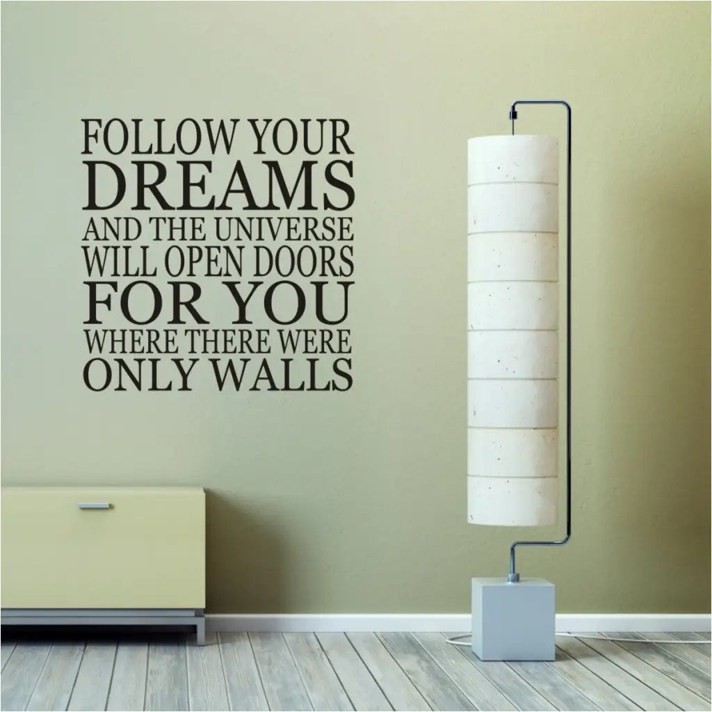 Follow your dreams and the universe will open doors for you where there were only walls
