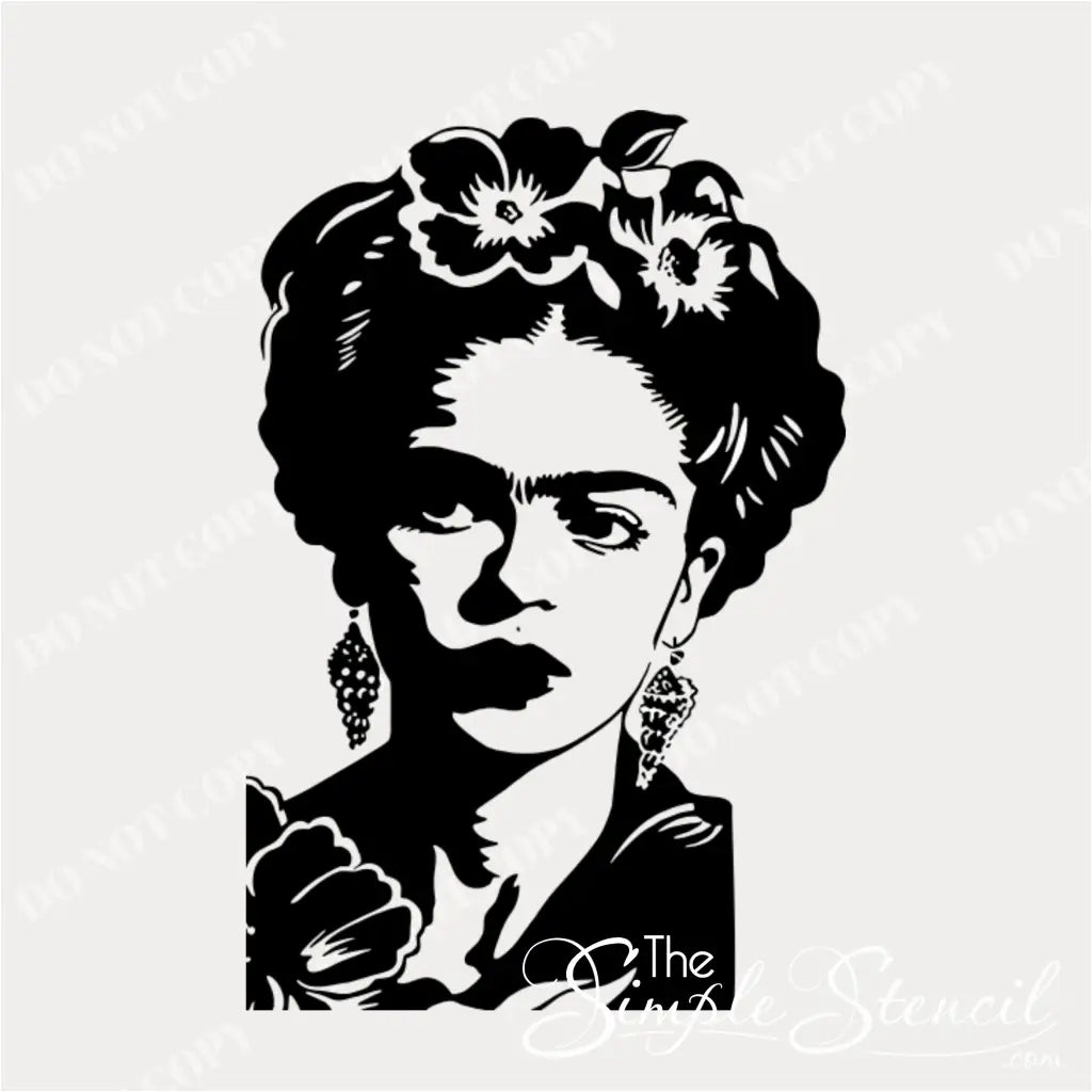 Frida Kahlo Silhouette Wall Decal - A close-up of the Frida Kahlo silhouette wall decal, showcasing the intricate details of her features and hairstyle.