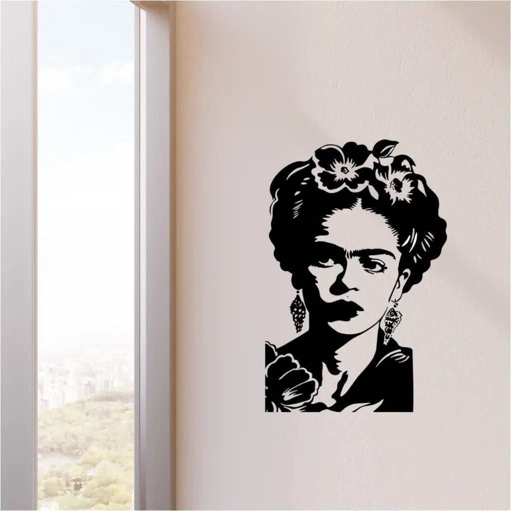 Frida Kahlo Wall Art - The Frida Kahlo silhouette wall decal applied to an art classroom wall, creating a stylish and inspiring accent.