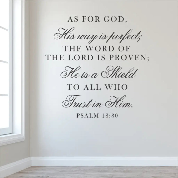 Christian home decor: Bible verse decal bringing comfort and strength to the living room. By The Simple Stencil