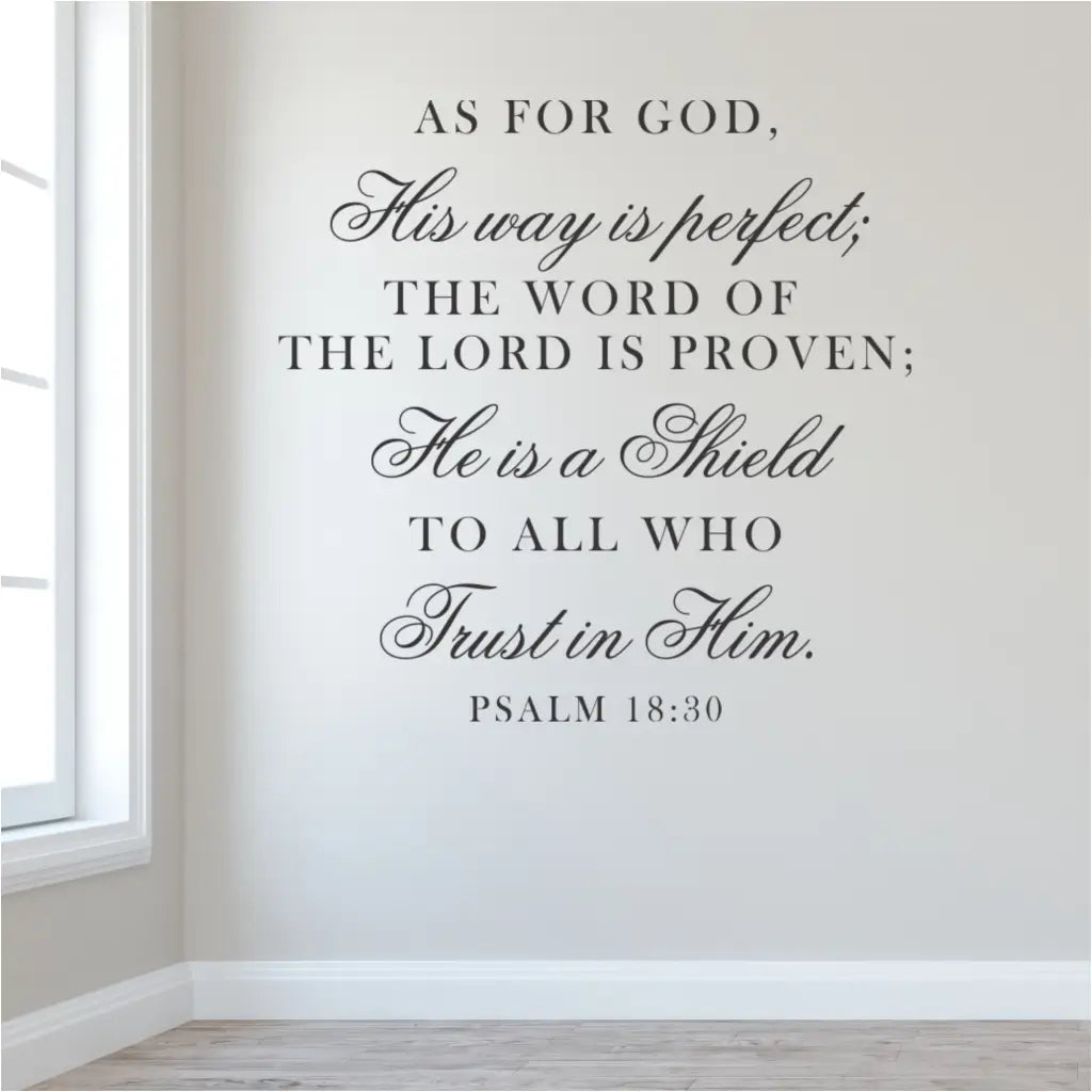 Christian home decor: Bible verse decal bringing comfort and strength to the living room. By The Simple Stencil