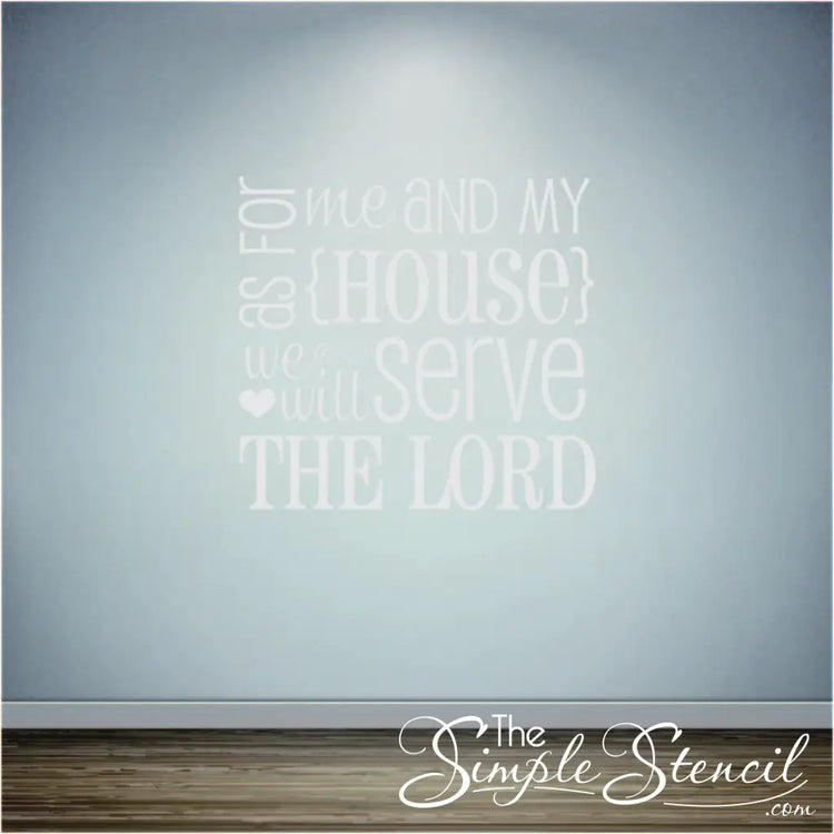 The Bible verse wall decal applied to a living room wall in white vinyl on a blue wall