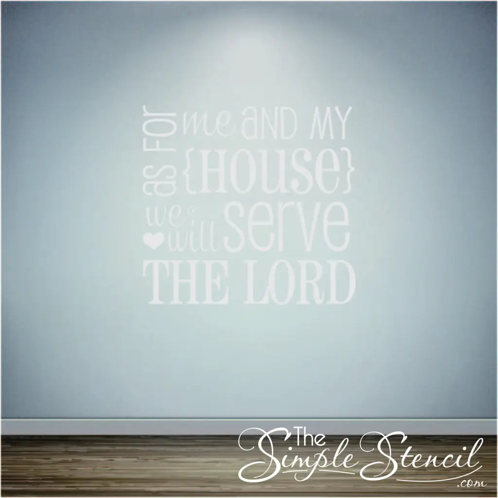 The Bible verse wall decal applied to a living room wall in white vinyl on a blue wall