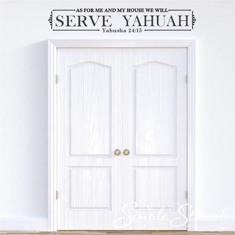 Dorrway to living room with the decal prominently displayed, conveying the feeling of shared faith and community. This adds an emotional aspect and shows how the decal can create a sacred space in the home.